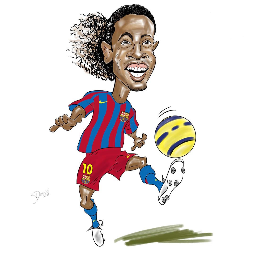 RONALDINHO FC Barcelona Caricature - Etsy