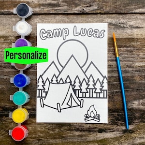 Kinder Camping Gastgeschenke, Outdoor-Geburtstag, Waldparty, Camping Thema, glücklich Camper, Kind Camping, Kind personalisiertes Geschenk, DIY Handwerk