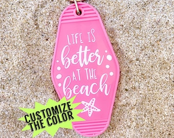 Chaveiro de praia, casa de praia, presente de praia, vida salgada, chaveiro de motel retrô, inspiração vintage, presente de praia, vida de praia, amante da praia, verão