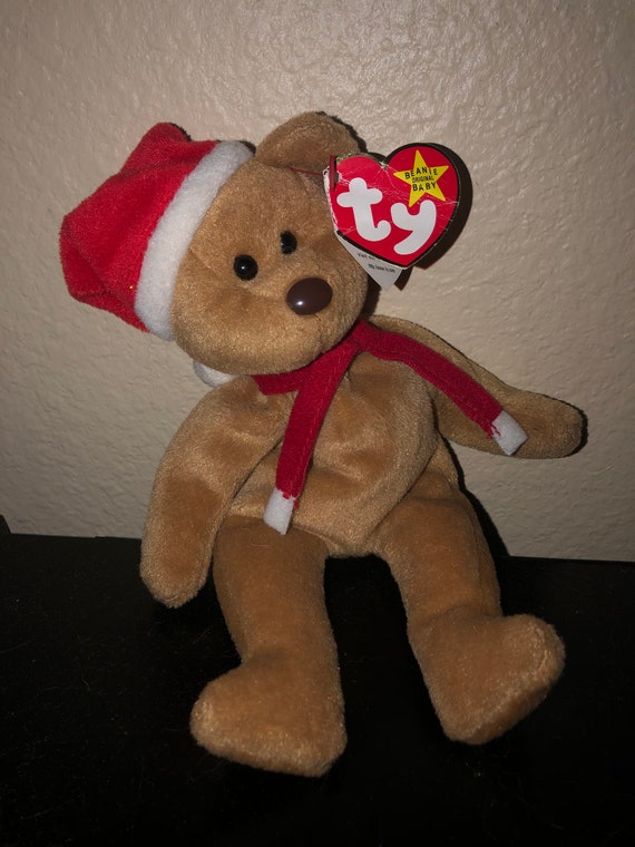 Extremely Rare 1997 Holiday Teddy Bear Ty Beanie Baby 1996 4200 W Fleece Tush Tag and Tag Error Etsy