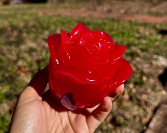 Dreamy Red Rose Container – Handmade Jewelry Box for Trinkets & Keepsakes, Unique Floral Gift, Elegant Home Decor - Decorations - Birthday