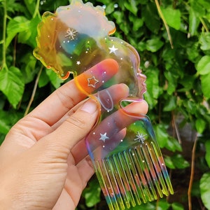 Custom Rainbow Hair Pick - Hair Tools - Gifts For Her - Handmade Hair Comb - Decorative Comb - Birthday Gifts - Brushes and Combs