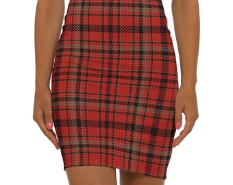 Red and black plaid Mini Skirt winter season plaid mini skirt for women or teens holiday season plaid mini skirt gift idea for Christmas