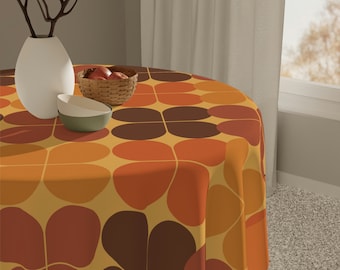 Retro 60s Orange Flower Tablecloth: Groovy Home Decor Gift