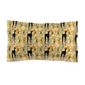 Retro Atomic Cat Pillow Sham: 1960s Style Mod Bedding