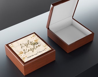 Anillo de boda personalizado recuerdo Jewelry Box regalo de boda regalo para la familia de la novia o nueva idea de regalo de recuerdo de pareja varias opciones de madera