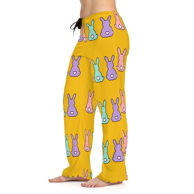 Pantalones de pijama de conejito de Pascua: ropa de estar por casa con estampado pastel imagen 5