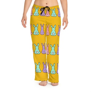 Pantalones de pijama de conejito de Pascua: ropa de estar por casa con estampado pastel imagen 7
