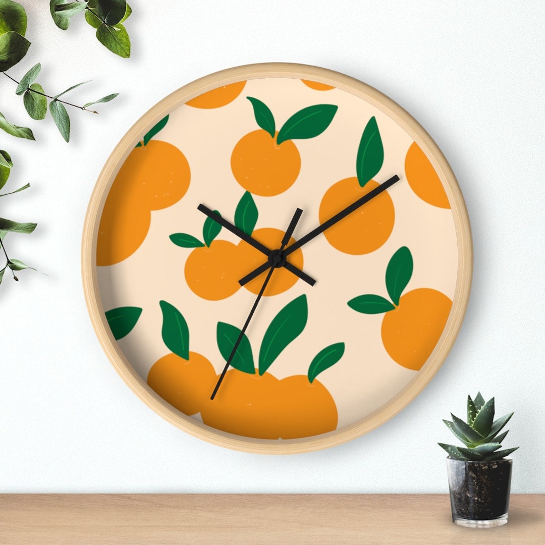 Retro Look Wall Clock Fruit Pattern 10 Inch Round Kitchen Clock Home ...