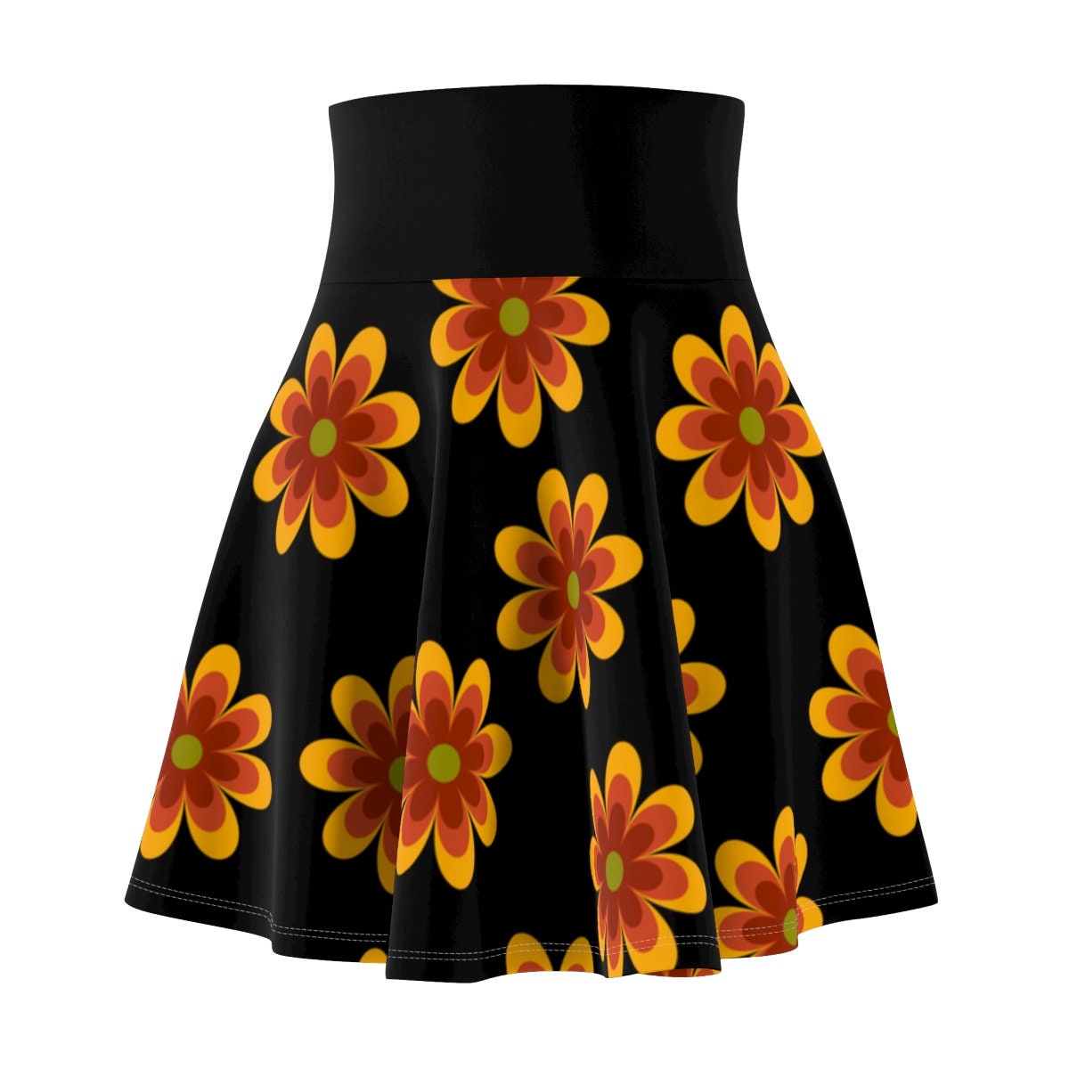 Hippie Flower Skater Skirt, Women's Skater Skirt