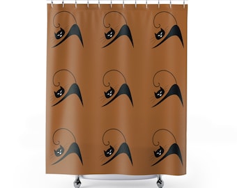 Shower Curtain mod mid century modern cat print gift idea for mom 50&#39;s retro atomic cat print shower curtain cat lover&#39;s bathroom gift idea
