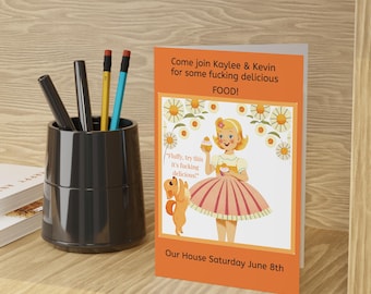 Funny Vintage Foodie Party Invite: Retro Humor Invitation
