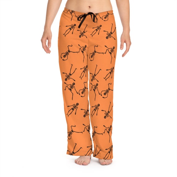 Orange & Black Skeleton PJ Pants Women's Pajama Pants Halloween Print PJ  Pants Halloween Gift for Her Lounge Wear Pants Skeleton Sleep Pants -   Canada