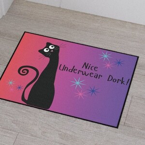 Atomic Cat Doormat: Funny Retro Entry Rug