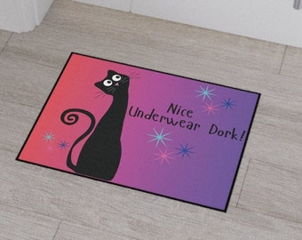 Atomic Cat Doormat: Funny Retro Entry Rug
