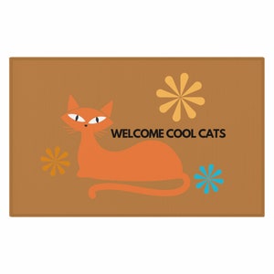 Atomic cat doormat kitchen gift for mom retro cool cat design Dornier Rug anti slip indoor entry rug new couple gift idea kitchen or doormat