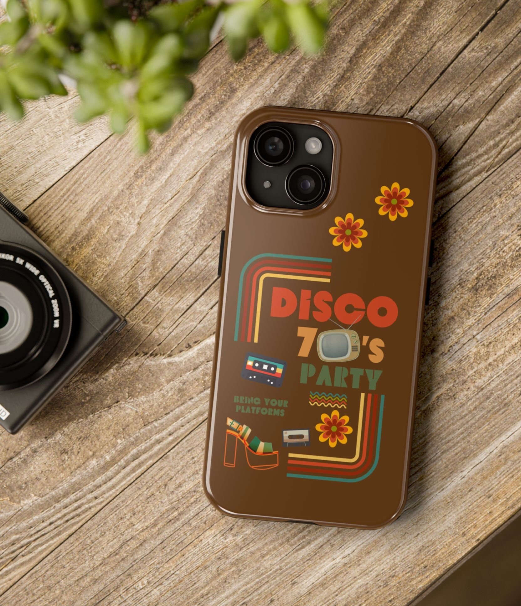70年代ディスコパーティー携帯ケース：レトロモッドデザイン、耐衝撃性 - Etsy 日本