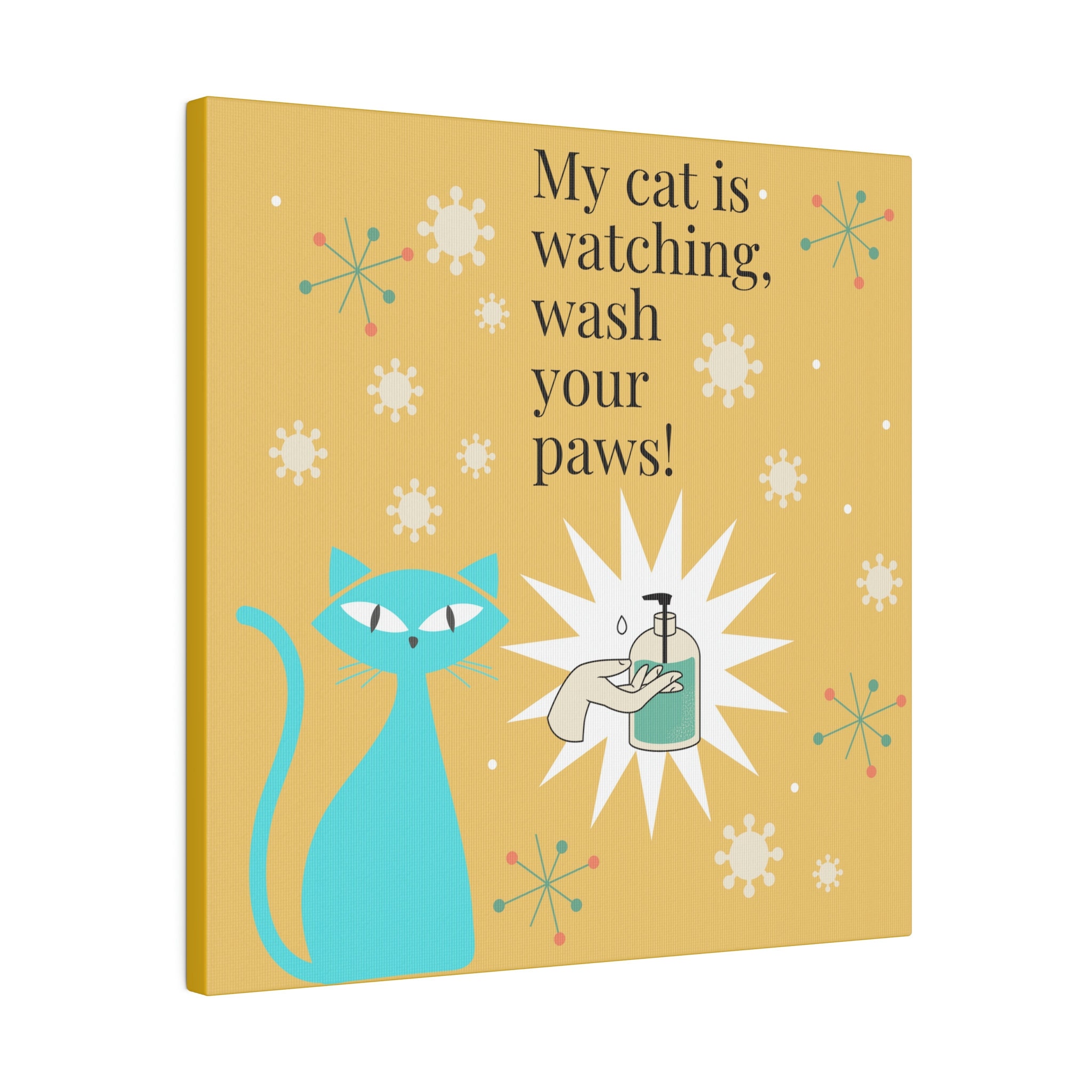 Retro Cat Bathroom Wall Art Funny Cat Matte Canvas Wall Decor Etsy