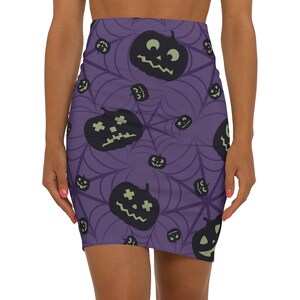 Purple Halloween Pumpkin Print Skirt: Party Costume