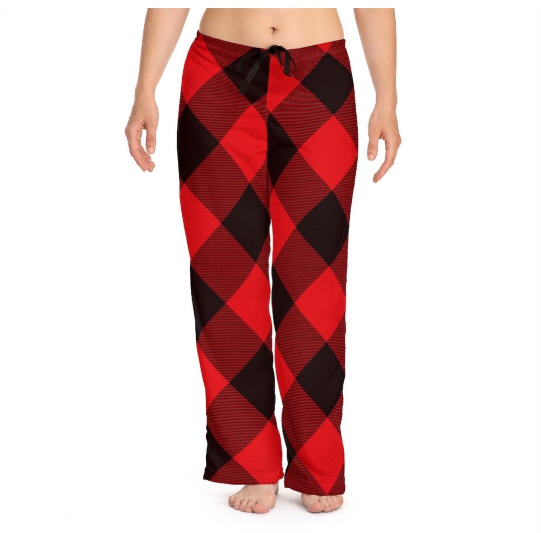 Buffalo Check Print Pajama Pants Red and Black PJ Pants With Checkered