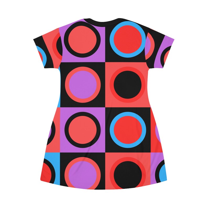 60s Mod Mini Dress: Geometric Print Retro T-Shirt Dress image 3