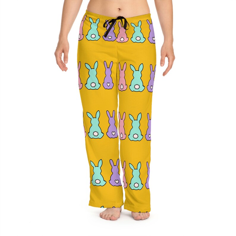 Pantalones de pijama de conejito de Pascua: ropa de estar por casa con estampado pastel imagen 6