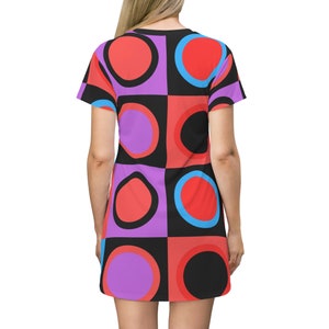 60s Mod Mini Dress: Geometric Print Retro T-Shirt Dress image 4