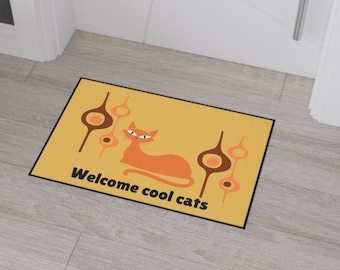 Atomic Cat Doormat | Retro Cool Design, Non-Slip Entry Rug