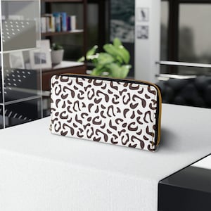 Cartera con estampado animal con regalo Zipper para su cartera con estampado de leopardo en blanco y negro cartera multicompartimento funky regalo con estampado animal para mamá
