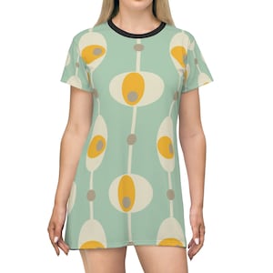 Retro 60s mustard and green mini dress funky vintage look geometric print Dress funky 60s boho mod mini dress gift for her women&#39;s dress