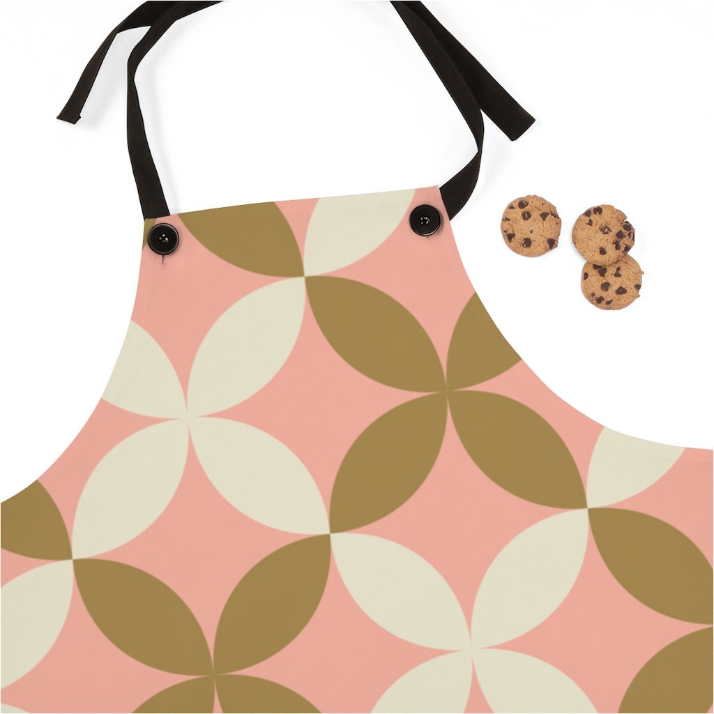 Retro Print Apron With Geometric Beige Pink Pattern Apron Retro Print Apron With Geometric Beige Pink Pattern Apron