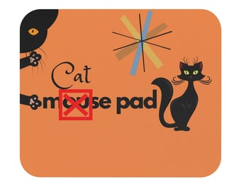 Retro Black Cat Mouse Pad: Funny Kitty Desk Decor