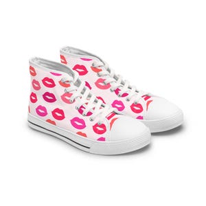 Lip Print High Top Sneakers: Women&#39;s Fashion Canvas Shoes