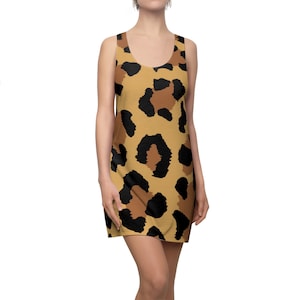 Leopard Print Mini Dress: Retro 60s Style Racerback Tank Dress