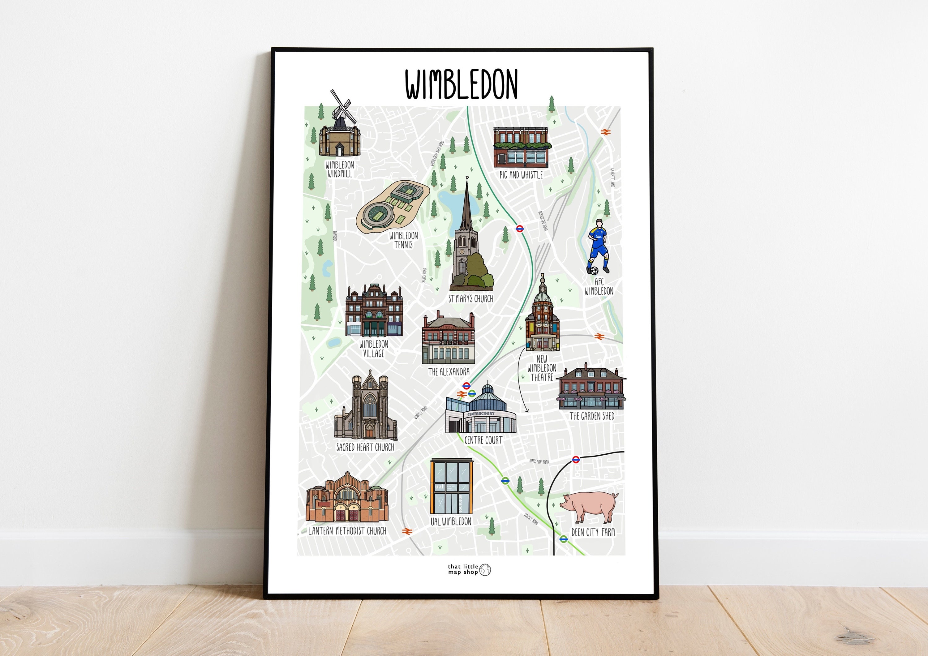 Map of Wimbledon Wimbledon Map Illustration Illustrated Map of