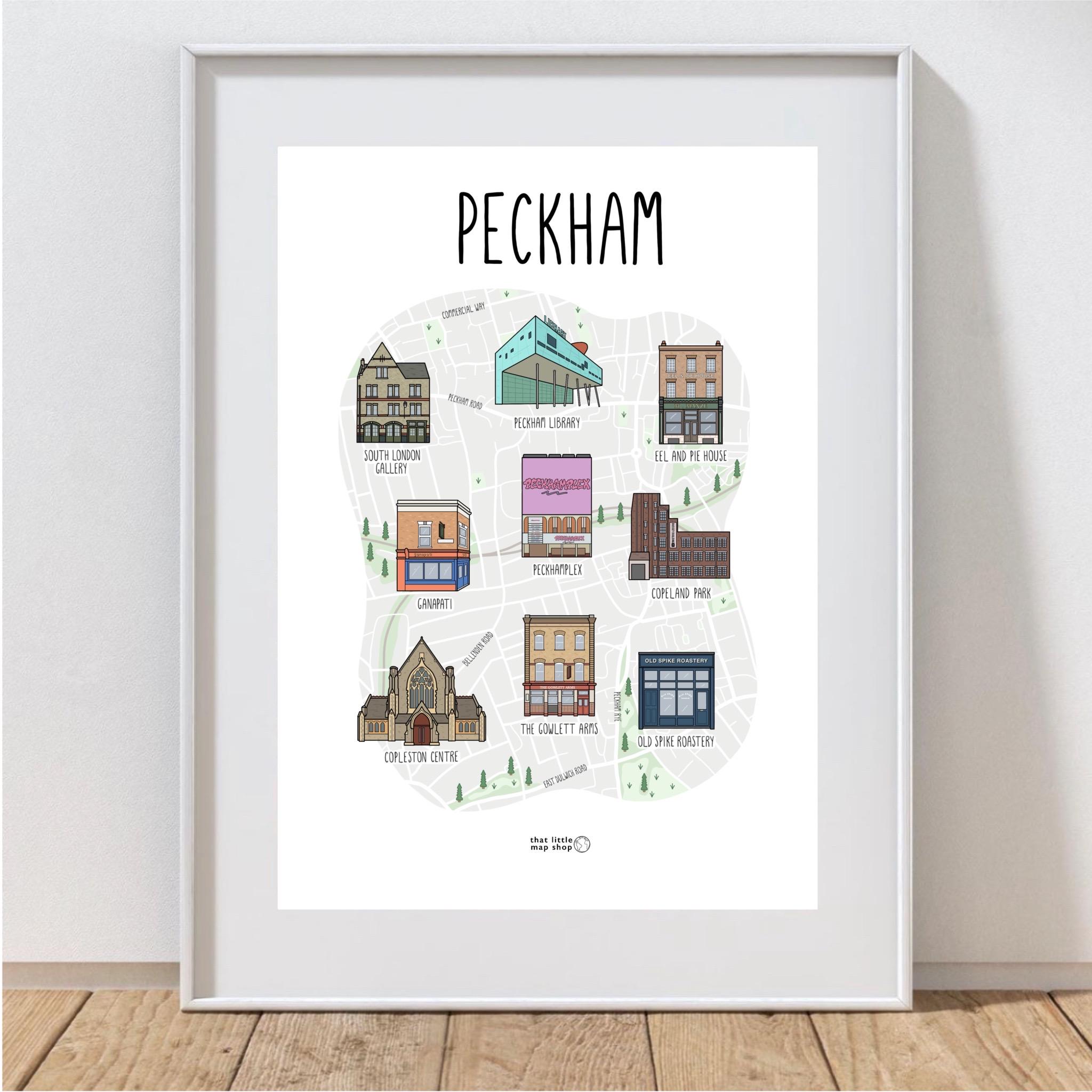 Peckham Map Print: Illustrated London Art - Etsy