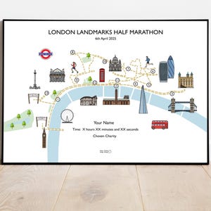 London sehenswürdigkeiten Landkarte - Halbmond - Wandkunst - Geschenkidee - London Map