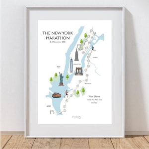 Custom New York Marathon Map Print: NYC Runner Gift, Wall Art Home Decor