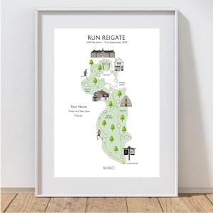 Run Reigate Race Map: Custom Half Marathon Art