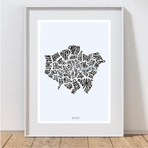 London typografische Karte - Landkarte London - Greater London - Geschenkidee - Stadtplan
