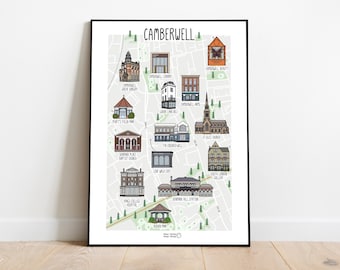 Map of Camberwell - illustrated map of Camberwell - Camberwell London map print - gift idea - South London art - gift idea