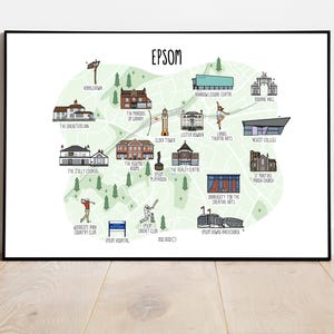 Epsom Map Print: Illustrated Surrey Wall Art