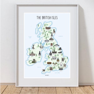 La carte des îles britanniques - carte des îles britanniques - carte du Royaume-Uni - Royaume-Uni, Grande-Bretagne et Irlande - idée cadeau - oeuvre d'art mural