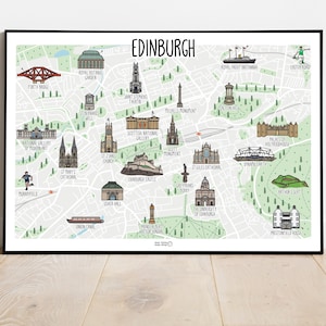 Edinburgh map print - Edinburgh map illustration - custom map print - map of Edinburgh - Scotland map print - gift idea