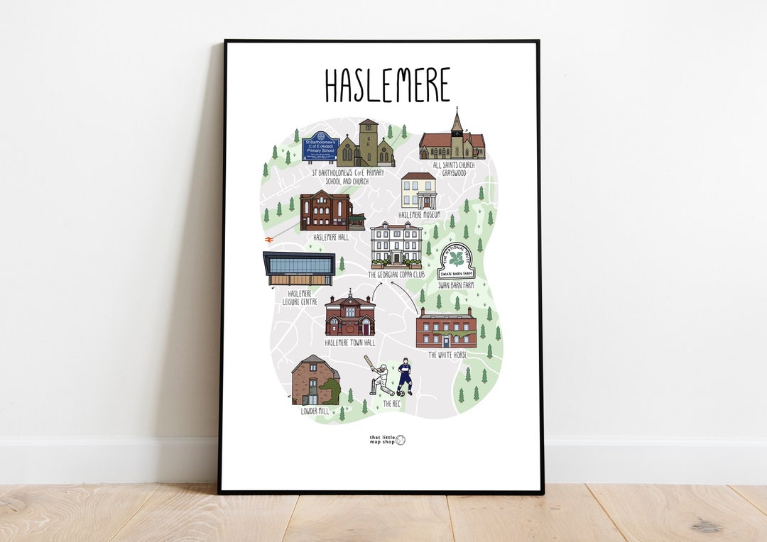 Haslemere Map Print Haslemere Map Illustrated Map of Haslemere Surrey