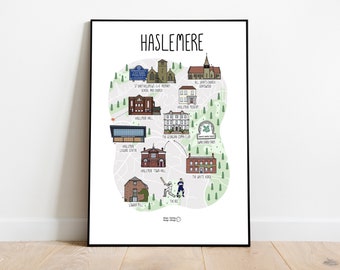 Haslemere map print - Haslemere map - illustrated map of Haslemere - Surrey map - custom map print - gift idea