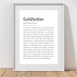 Guildfordian print - Guildford - Surrey - London - humour - funny wall art - art print - gift idea - definition print