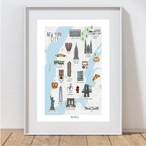 Map of New York City - NYC - New York City map - map illustration - wall art - home decor - gift idea - travel print