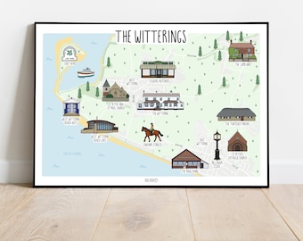 The Witterings map print - map of the Witterings - illustrated map of West Wittering - West Wittering map - West Sussex map - travel gift