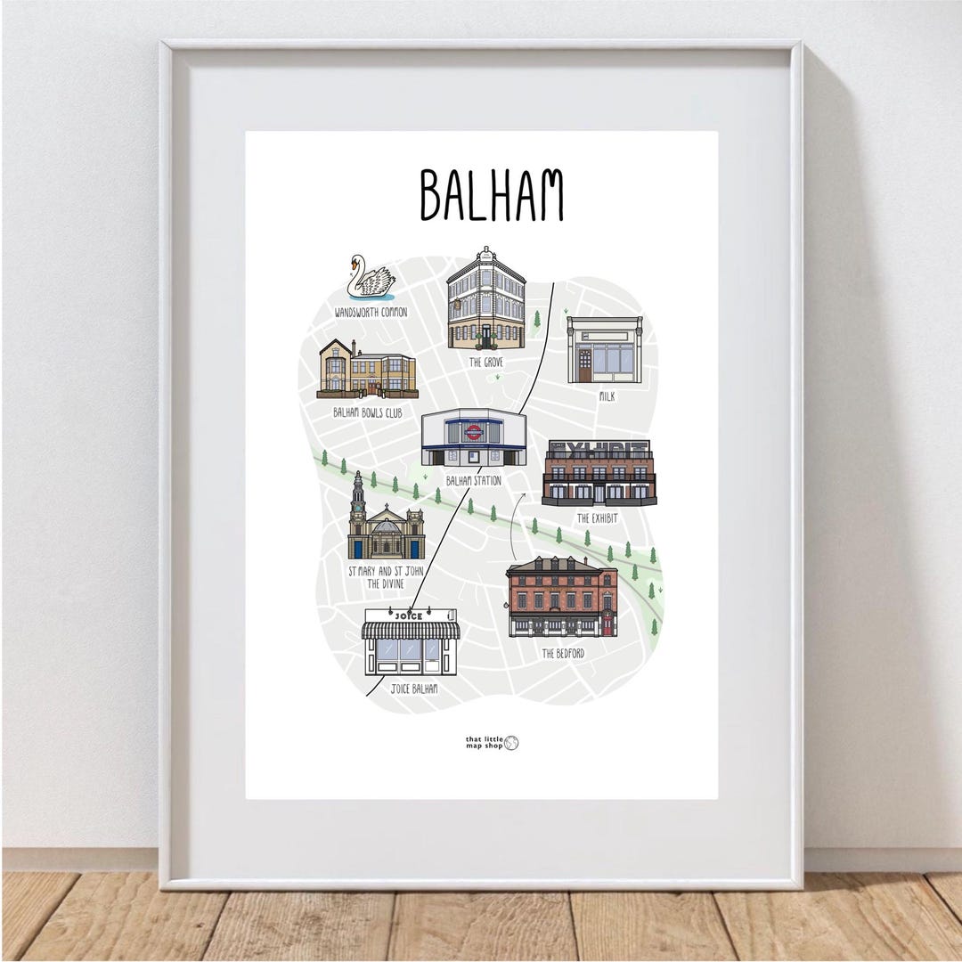 Balham Map Print: London Illustration, Wall Art Home Decor - Etsy UK